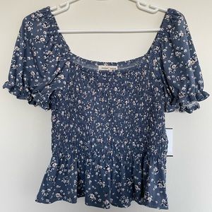 Moa Moa floral peplum top, size L